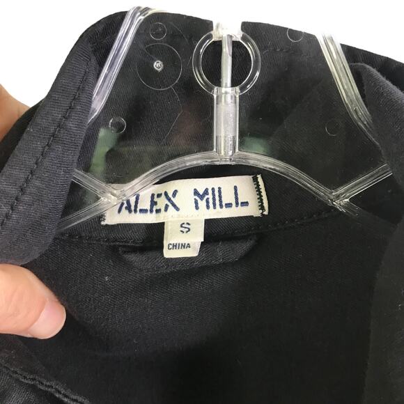 Alex Mill Jumpsuit Womens S Black Long Sleeve Romper Button Down Stretch Pockets - Picture 2 of 13